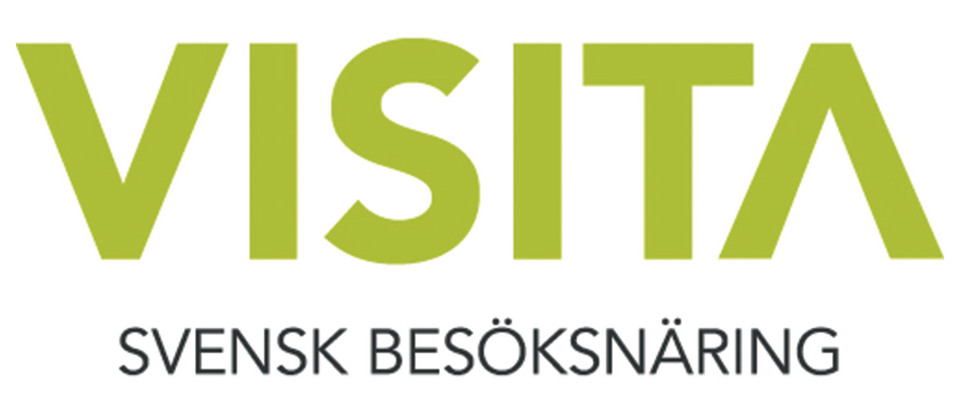 Logotyp. Grön text med namnet Visita, därunder orden Svensk besöksnäring.