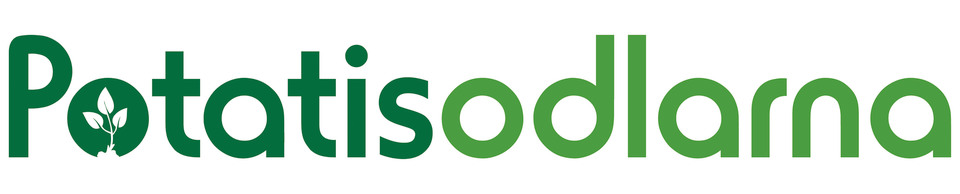 Logotyp. Grön text med namnet Potatisodlarna.